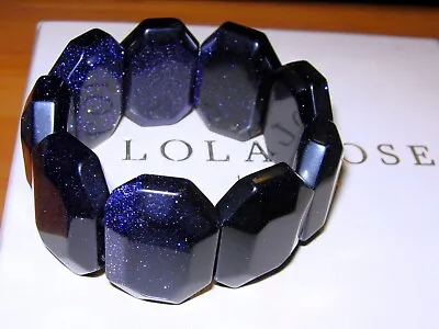 Lola Rose Nikki & Me Blue Sandstone Elasticated *mega Chunky* Cuff Bracelet  Qvc • £24.99