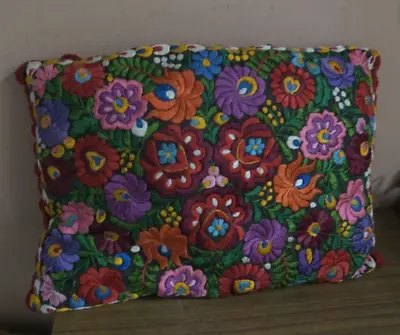 Vintage Fine Beautiful Hungarian  MATYO Hand Embroidered Cushion Pillow 13 X18  • $100