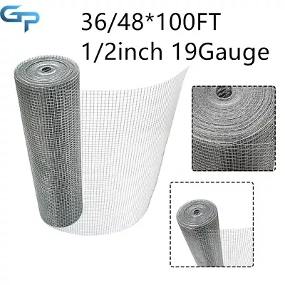 1/2in Hardware Cloth 36/48 ×100' Galvanized Chicken Wire Fence Welded Mesh Roll • $86.37