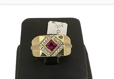 14k Gold  Solid Ruby Men’s Gemstone Ring Size 9 • $587.70