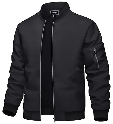 Men's Lightweight Bomber Jacket Spring Fall Thin Casual Coat Full-Zip Work Coats • $36.98