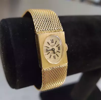 Vulcain 17 Jewels Women's Watch Vintage Gold Tone Mesh Mechanical 8in Adjustable • $250