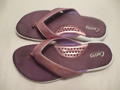 Curves For Women 8M Purple Massaging Arch Insole Cushion Flat Flip Flop Sandals • $14.99