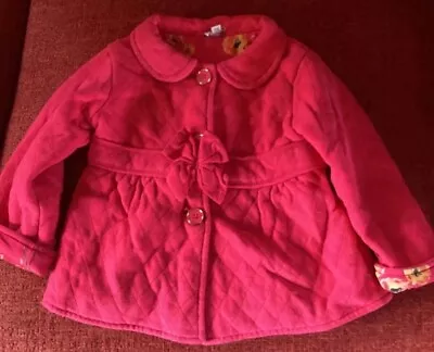 Ted Baker Pink Collared Button Down Bow Design Baby Girl Coat  Aged 12-18 Months • £7