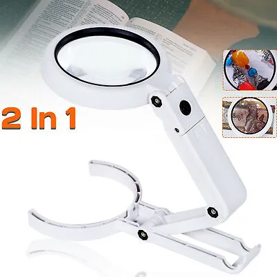 5X 11X Magnifying Glass With Light 8 LED LAMP Magnifier Foldable Stand Table • $13.29