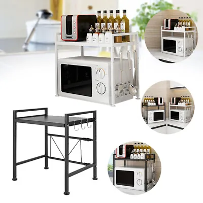 Microwave Oven Rack Shelf Stand 2 Tier Flexible Kitchen Countertop Storage +Hook • $27.55