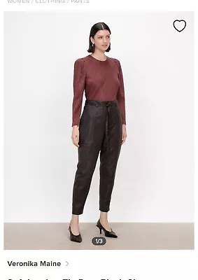 Veronika Maine Soft Leather Tie Pant (black) Size 14 • $220