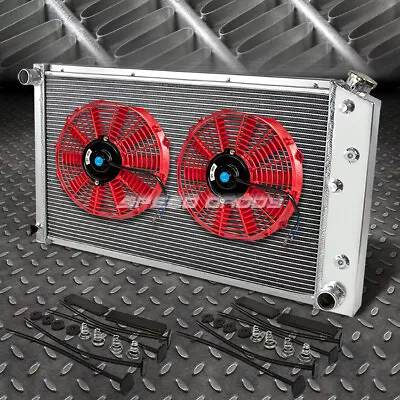 3-ROW ALUMINUM RADIATOR+2X 12 FAN RED FOR 73-80 CHEVY C/K P20/P30 PICKUP L6/V8 • $137.88