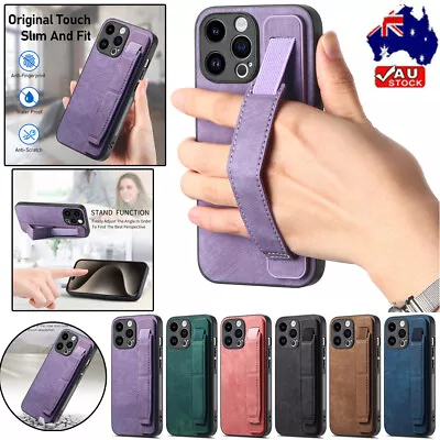 For IPhone 15 14 Pro Max 13 12 11 XS 8 7 Leather Case Wristband Stand Back Cover • $12.69