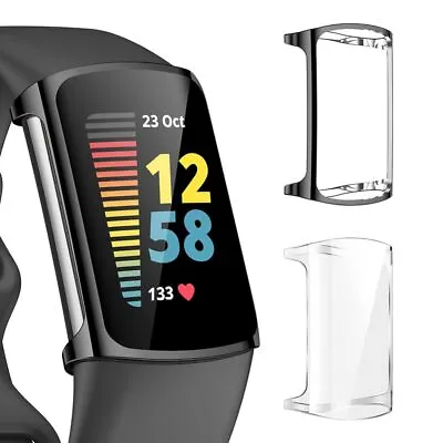 $18.92 • Buy Case Cover Bumper Shield Screen Protector For Fitbit Charge 5 Clear Film