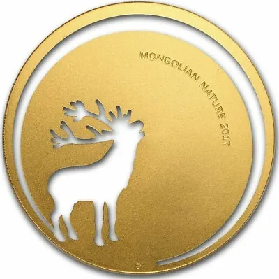 2017 500 Togrog Mongolian Nature DEER Gilded 1/2 Oz Silver Coin. • $89.95