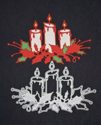 £3.71 • Buy Christmas Candles & Holly Metal Cutting Die, Card Making, Crafts Scrapbooking HL