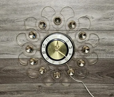 Vintage Robertshaw Mid Century Starburst Wall Clock 21  Tested And Working • $150