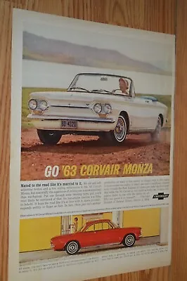 $14.99 • Buy ★1963 Chevy Covair Monza Convertible Original Large Vintage Advertisement Ad 63