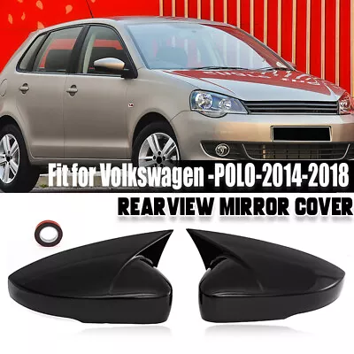 Glossy Black Horn Style Side Mirror Cover Caps For Volkswagen VW Polo 2010~2017 • $29.99