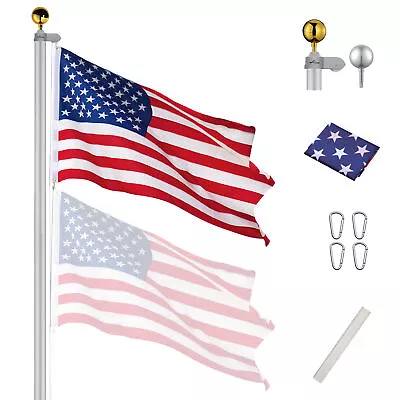 30ft Upgraded Aluminum Sectional Flag Pole US Flag Top Ball Flagpole Kit • $90.99