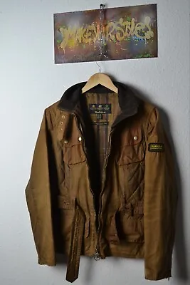 Vintage Barbour International Wax Biker Destroyed Jacket Woman’s Size UK 12 • $70