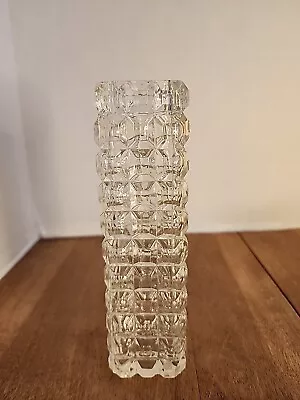 Bud Vase Square Glass With Cube Design 7  Tall X 1-1/2  Wide • $2.50