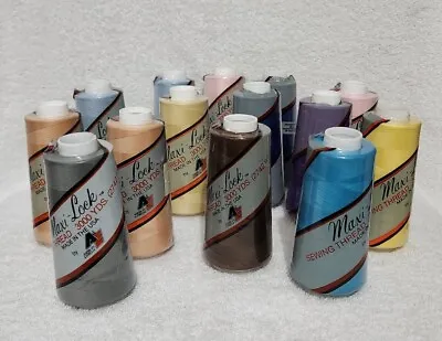 Vintage Maxi Lock Sewing Serger Thread Mixed Lot Of 14 Cone Spools-New • $34.95