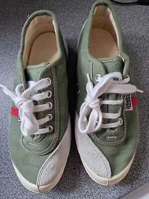 Kawasaki Green Canvas & Suede Sneaker Pumps - Worn Once - Uk 5 • £12.99