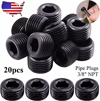 20pcs Pipe Plugs 3/8  Hex Countersunk Screw Male NPT Pipe End Fitting Cap USA!!! • $16.46