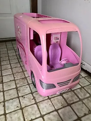 $68 • Buy 2008 Barbie Glamour Camper RV Pink Vacation Van Pop Out Tent