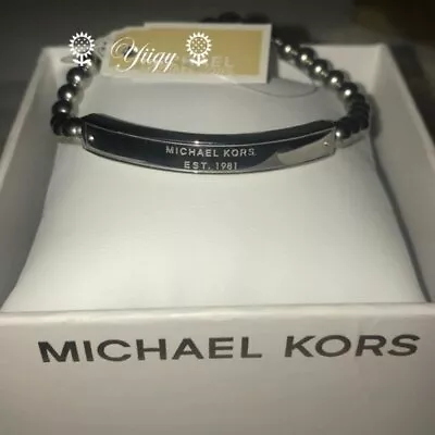 🐼🐼 MICHAEL KORS 🐼🐼 MKJ4473710 🐼 Plaque Stretch Silver Bracelet 🐼 C29 • $65