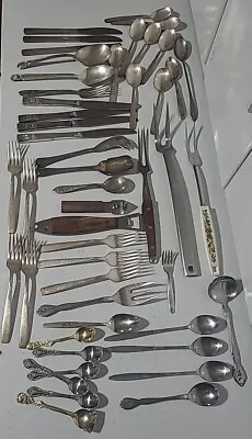  Vintage Silverplate Stainless Flatware Silverware Mixed LOT Spoons Forks Etc. • $29.95