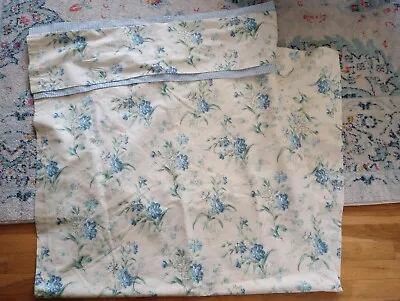 Vintage Laura Ashley Floral & Gingham Fabric Shower Curtain With Valance Cottage • $32.95