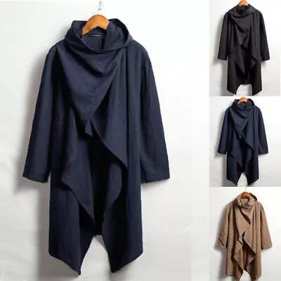 Mens Shawl Hippie Cloak Cape Poncho Coat Jackets Loose Long Pullover Outwears • $31.34