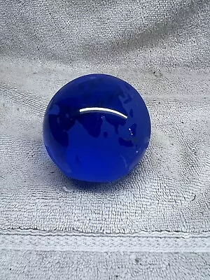 (GLB.8) Vintage Paperweight World Globe Earth Cobalt Blue Frosted Glass • $17.88