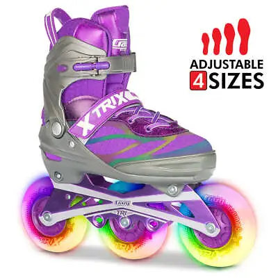 Crazy Skates TRIX Size Adjustable Roller Inline Blades With LED Light Up Wheels • $199.95