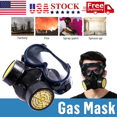 Half Face Shield Respirator Gas Mask Painting Spray Filter Reusable With Goggles • $10.50