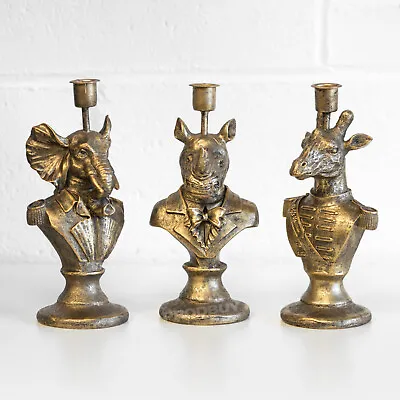 Vintage Animal Display Bust Statue Candle Stick Holder Candelabra Ornament Retro • £18.04