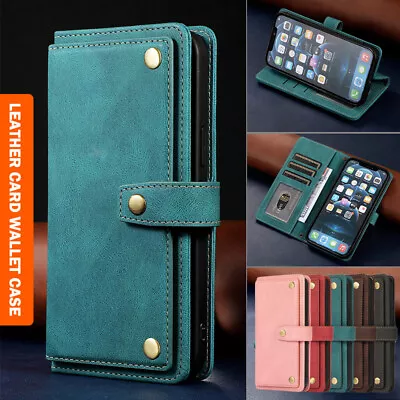 $18.99 • Buy For IPhone 13 12 11 Pro Max XS SE 7 8 Plus Case Leather Wallet Cards Flip Cover