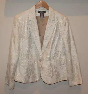 George Mark Eisen Blazer Women's Size 16 Cream & Metallic Gold Floral One-button • $16.97