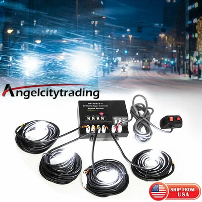 $66.48 • Buy 4 HID Bulbs Hide-A-way Emergency Strobe Warning Light Dash Headlight Kit White