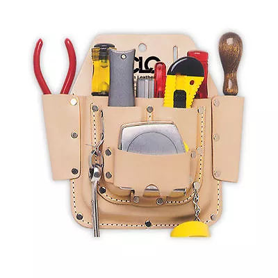 CLC W438 Custom LeatherCraft 6 Pocket Leather Electrician Tool Belt Pouch W/Clip • $22.95