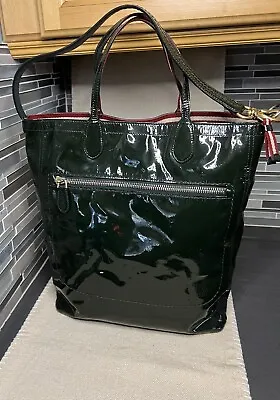 Bally Macy Switzerland Dark Green Patent Leather Tote Bag W/Gold Hooks • $95
