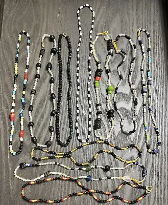 RARE Czechoslovakia Czech Mardi Gras Glass Beads - Necklaces Lot Of 10 - Vintage • $40