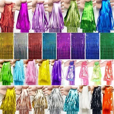 £4.99 • Buy Shimmer Foil Curtain Backdrop Wedding Party Birthday Halloween Xmas Door Deco UK