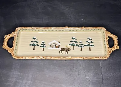 Sonoma Life+Style LODGE Cabin Decor Moose Snowy Woods Rectangular Tray • $13.99