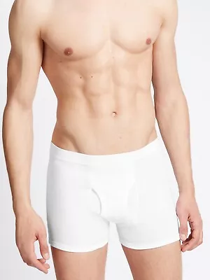 £5.99 • Buy M & S Men's White Pure Cotton Cool & Fresh Trunks Size S-XXL