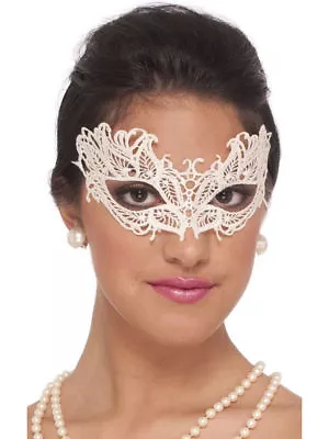 Cream Lace Venetian Mask With Lace Tie Back New By Forum 73717 • $7.58