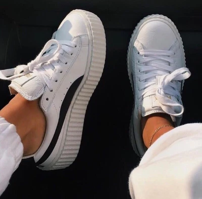 $200 • Buy BRAND NEW Authentic Fenty Puma Women’s Creeper Sneakers In ‘White Leather'