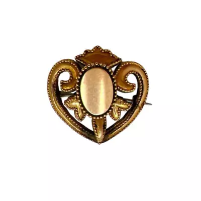 Antique Late 1800s Victorian Gold Filled Heart Fleur De Lis Watch Pin FOB  • $42.50