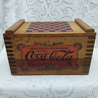 Vintage Coca-Cola Advertising Wood Box Checker Board Delicious And Refreshing • $70