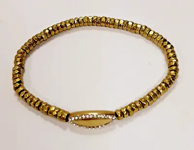 Silpada Brass K & R Collection Navette Bead Swarovski Stretch Krb0078 Bracelet • $18