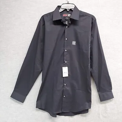 J. Ferrar Men Button Up Shirt Medium Black Slim Stretch Long Sleeve NWT • $13.50