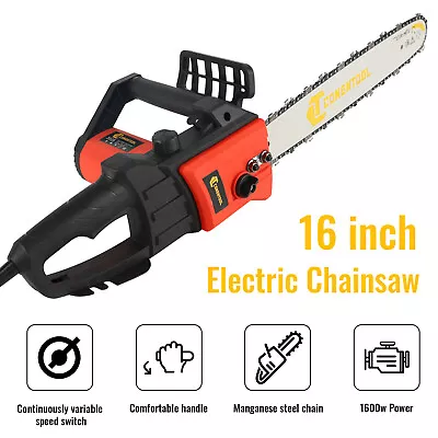 Large Electric Chainsaw 16  Cut Powerful Anti Kickback Corded Handheld Chain Saw • £40.99